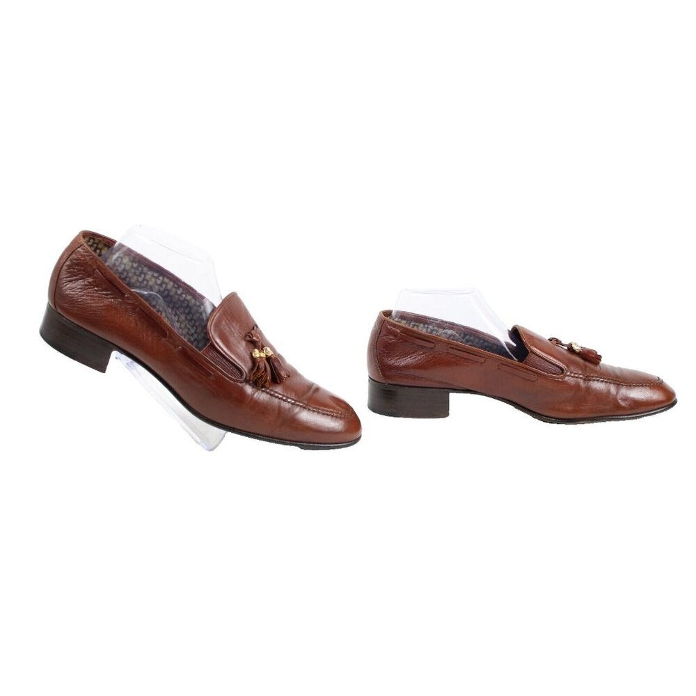 Gucci Sz 43.5? M Brown Tassle Leather Upper Fabric Inner Loafer Shoe - Picture 6 of 16